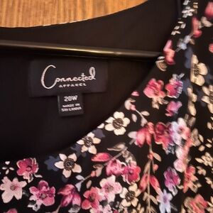 Connected Apparel Black and Pink Floral Dress